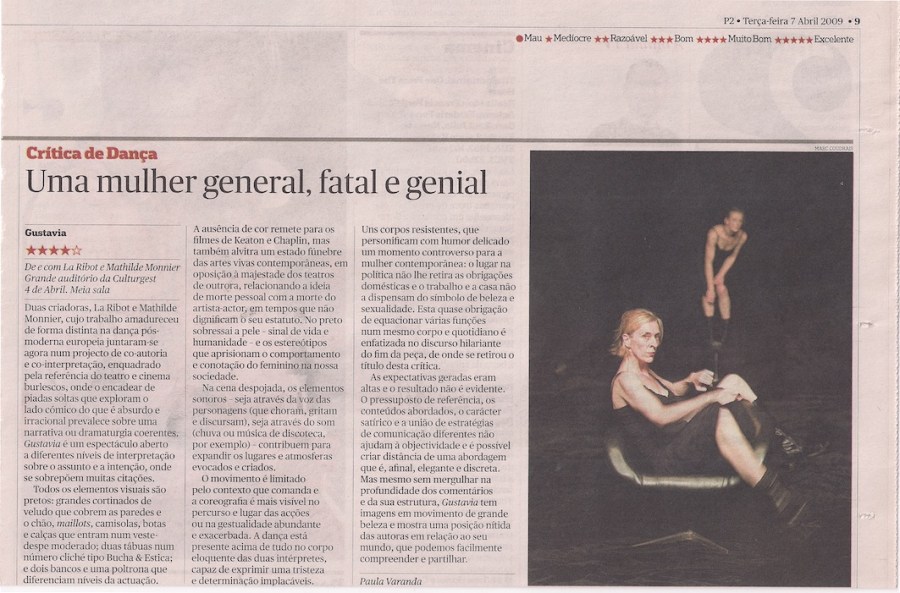 Gustavia, by La Ribott & Mathild Monnier, Crítica de Paula Varanda