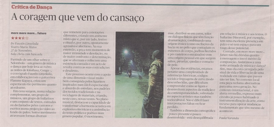 More More More de Linyekula, critica de paula varanda - a coragem que vem do cansaço