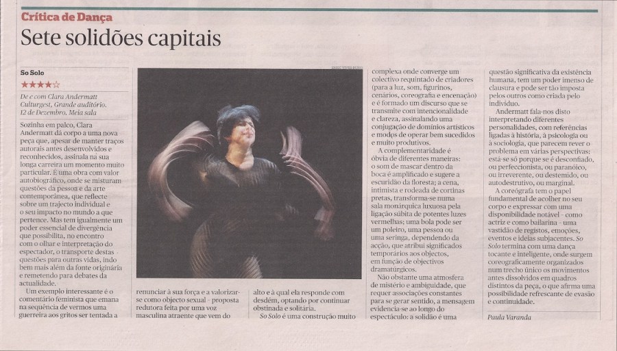 So Solo de Clara Andermatt, Crítica de Paula Varanda